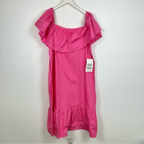 NWT Never Fully Dressed Rosie Off the Shoulder Ruffle Midi Dress Pink - Picture 3 of 9